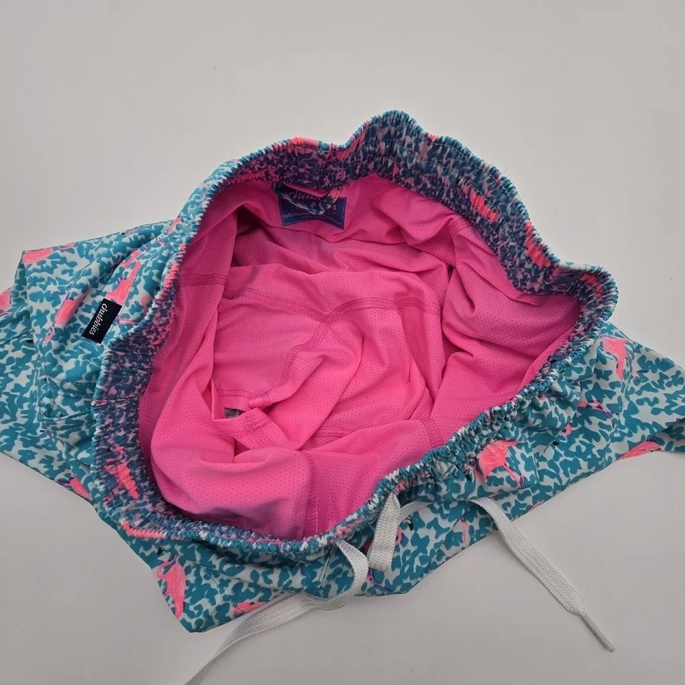 Chubbies Swim Trunks Mens Pink Blue Domingos Flamingos Boxer Shorts Liner